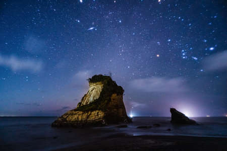 Starry Sky from Chiba Marital Rockの写真素材