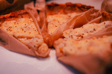 Freshly baked pies in the ovenの写真素材