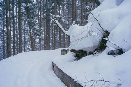 Hell Valley in The Snowy Winterの写真素材
