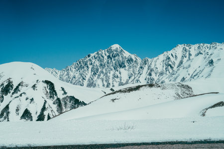 Snowy mountains in Cordillera Huayhuash, Peruの写真素材