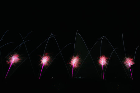 Colorful fireworks display for celebration happy new year and merry christmas