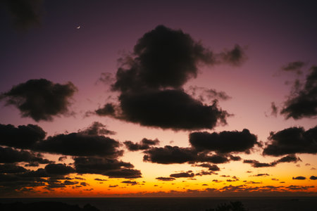 Beautiful sunset from cape Aiai at Izu, Shizuoka, 2024 January