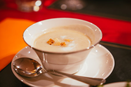 A delicious looking corn chowder in winter, 2024の写真素材