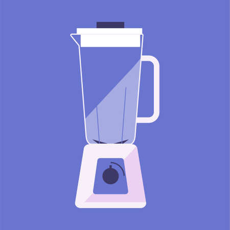 Blender icon on blue background. Tool for cooking.Vector illustration in flat styleのイラスト素材