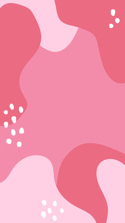 Abstract background in pink shades. Hand drawn various shapes and doodle objects.のイラスト素材