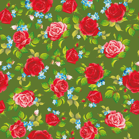 Red natural roses seamless backgroundのイラスト素材