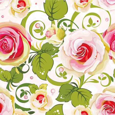 Seamless floral pattern with rosesのイラスト素材