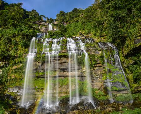 Beautiful waterfall in Lao.の写真素材