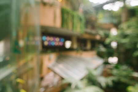 Defocused abstract nature garden background with bokeh lights. Blurred garden park background.の写真素材