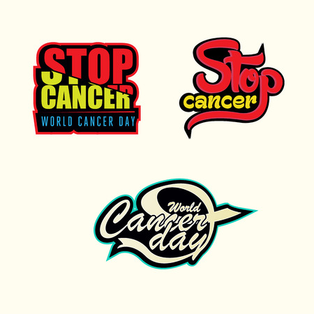 Cancer Awareness stickers with creative typographyのイラスト素材
