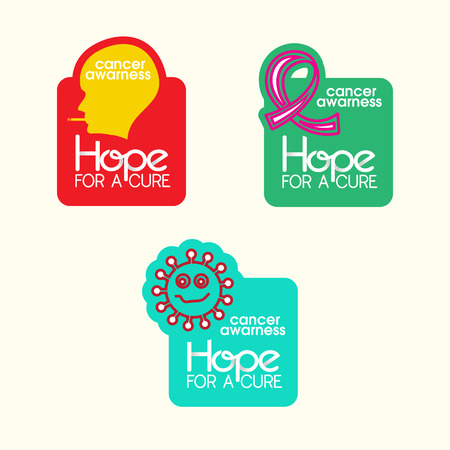 Cancer Awareness stickers with shapes and messageのイラスト素材