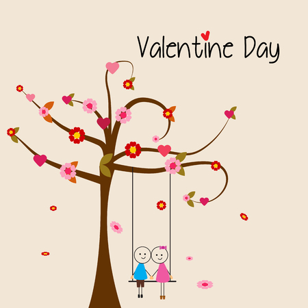 Boy and Girl enjoying swingのイラスト素材