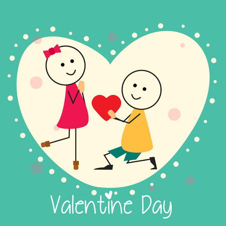 Boy proposing girl with heartのイラスト素材