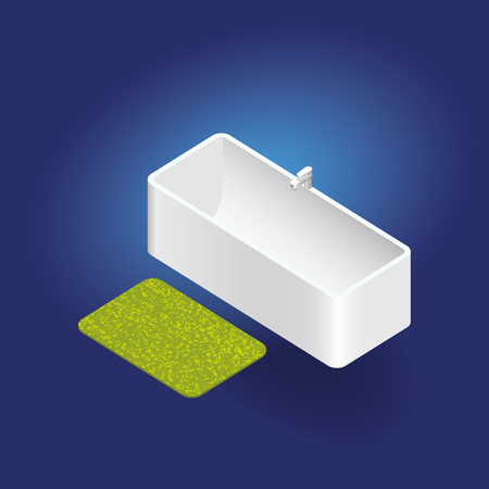 3d isometric vector bathtub with rugのイラスト素材