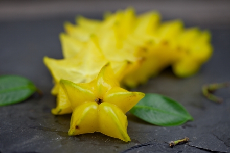 Fresh starfruit in slices の写真素材