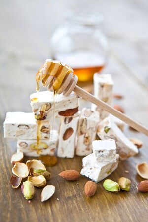 French nougat with honeyの写真素材
