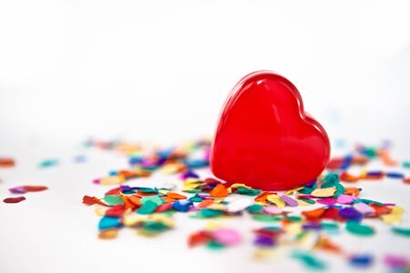  Red heart with confettiの写真素材
