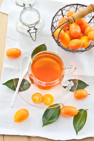 Fruit tea with kumquatsの写真素材