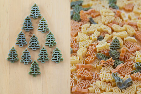 Colroful pasta as a background for christmasの写真素材