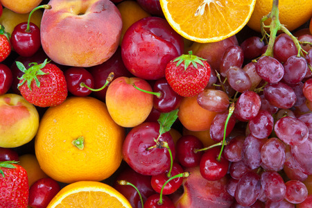 Colorful fresh summer fruitsの写真素材