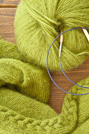 Handmade knitted scarf made from freen angora wool