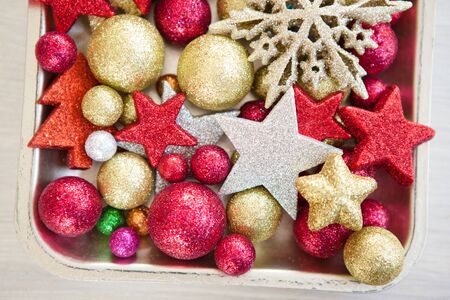 Christmas background with xmas ornaments and baubles
