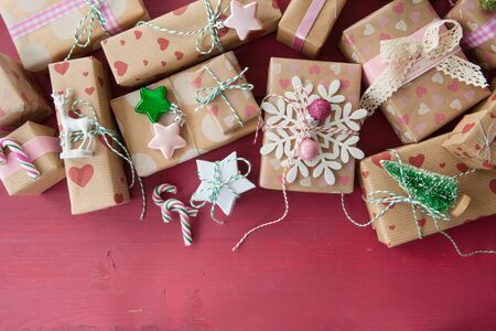 Little presents and decorative ornaments for christmas