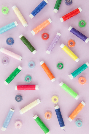 Colorful cotton yarns on rolls for sewing