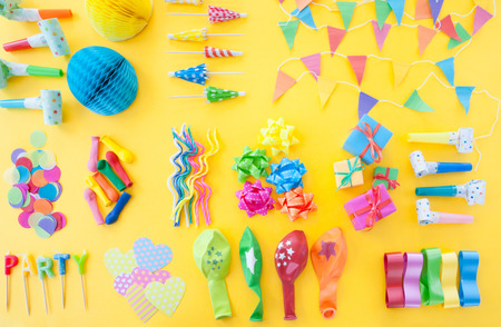 Colorful party props for a brthday partyの写真素材