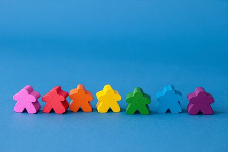 Conzept in rainbow colors on a blue backgroundの写真素材