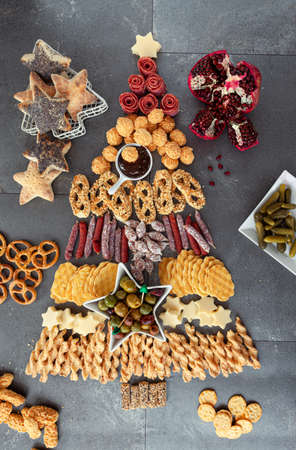Savory snacks with cheese and crackers for the holidaysの写真素材