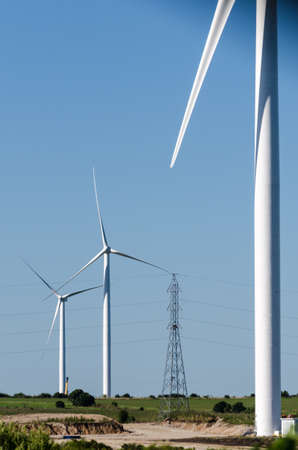 Landscape of energy efficient wind turbine at the countryside near Tarariras, Coloniaの写真素材