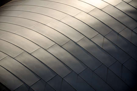 Details of the shapes and lines, along with their reflections, of the Walt Disney Concert Hall...