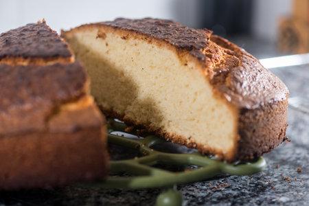 Details of a delicious freshly homemade cake recently baked