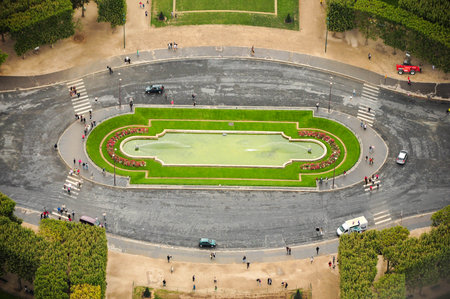 Paris, Ille de France, France. September 16, 2024: Aerial view of the Jardin des Tuileries in Parisの写真素材