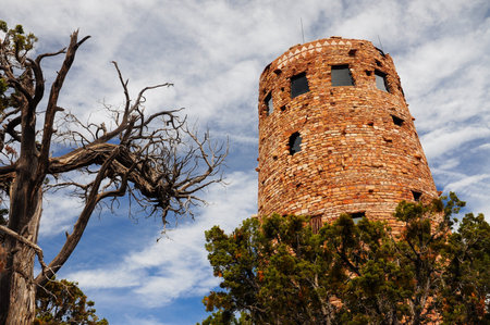 Stone watchtower at Grand Canyon with panoramic views amidst natural beauty