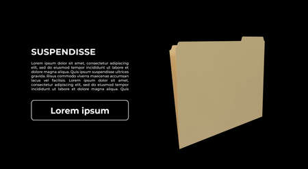 3d illustration. Yellow folder for documents isolated on background