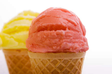 strawberry and vanilla ice cream cones