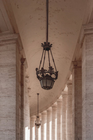 Pillars of St. Peter's Basilica in Vatican Cityの写真素材