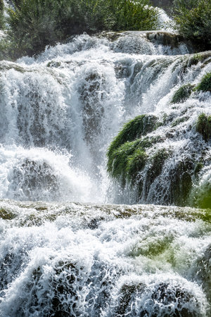 Waterfalls in the Plitvice Lakes national park, Croatia.の写真素材