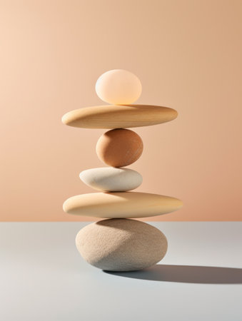 Stack of zen stones on light background. Minimalism conceptの素材