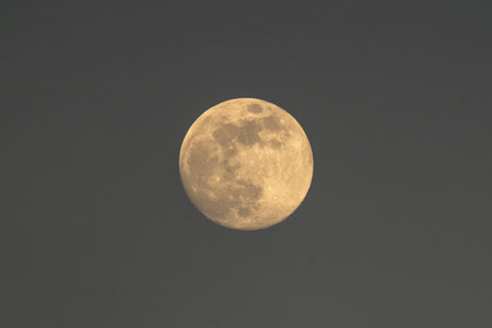 Full moon in the dark sky, closeup of photo, Chinaの写真素材