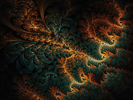 Abstract fractal. Fractal art background for creative design. Decoration for wallpaper, desktop, poster, cover booklet. Print for clothes, t-shirt. Creative illustration for designの素材