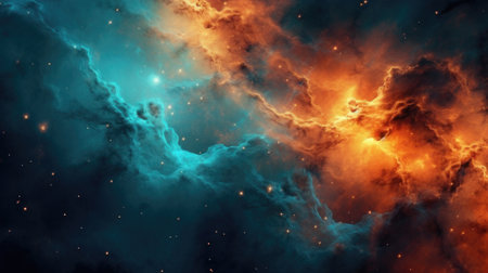 Abstract space background with nebula, stars and galaxies in outer space.の素材