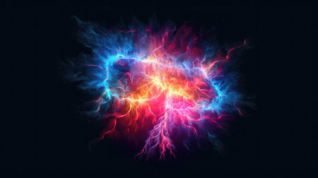 Fractal lightning, computer generated abstract background, 3D renderingの素材
