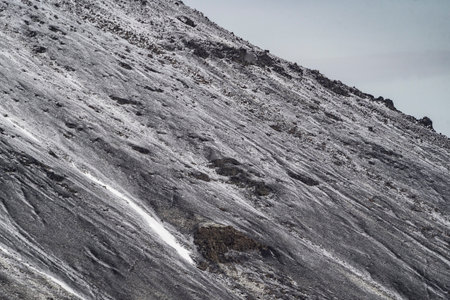 Mountain landscape with snow and clear blue sky. Toned.の写真素材