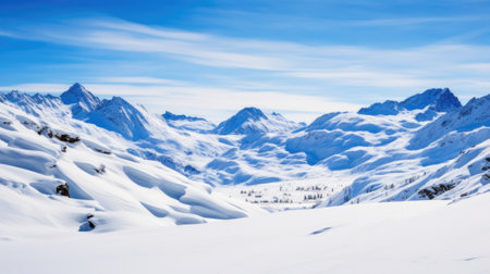 Beautiful winter landscape in the mountains. Caucasus Mountains, Georgia, region Gudauri.の素材