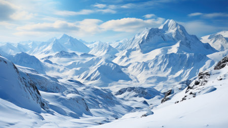 Mountain landscape with snow and clear blue sky. Caucasus Mountains, Georgia, region Gudauri.の素材