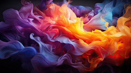 abstract background with blue, yellow, orange and red paint splashesの素材