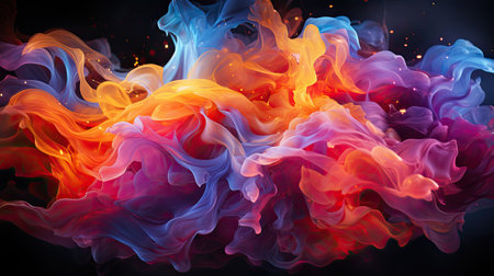Abstract colorful background. Ink swirling in water. 3d rendering.の素材
